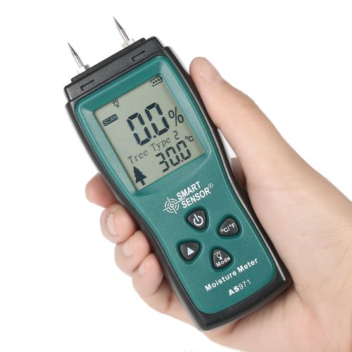 SMART R Handheld Mini Wood Moisture Meter Digital LCD Lumber Damp Meter Detector 2 Pin Probe Range 2%~70%