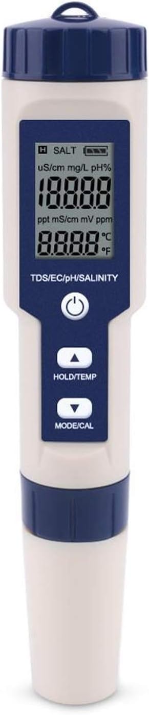 Water Quality Tester 5 in 1 TDS/EC/PH/Salinity/Temperature Meter