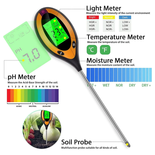 Digital PH Soil Tester LCD Moisture Plant Water Temperature Test Meter