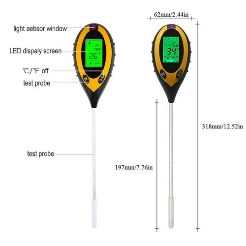 4 in 1 PH Tester Soil Water Moisture Light Test Meter for Garden