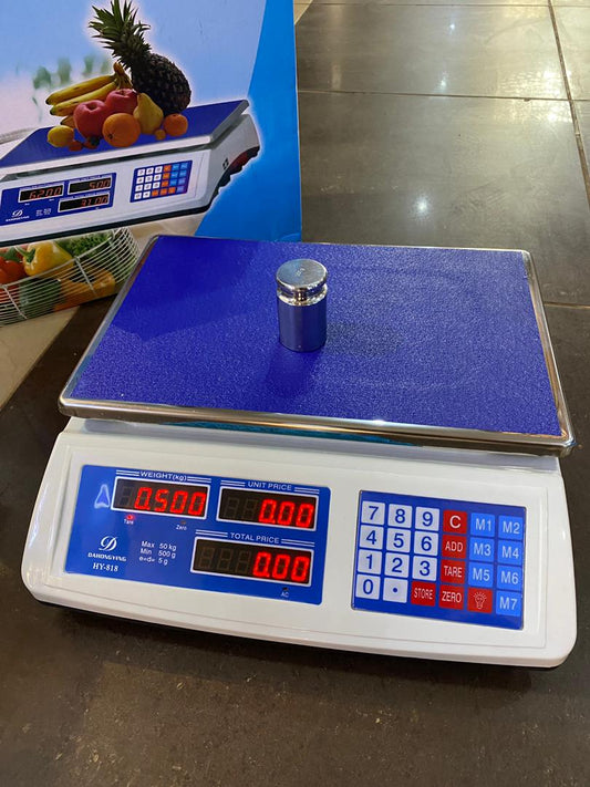 Cost of Digital price computing weighing scale 50kg blue in Uganda