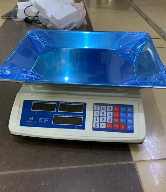 Digital price computing weighing scale blue box store in Kampala